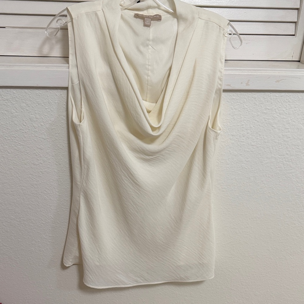 Banana Republic Cream Draped Sleeveless Blouse